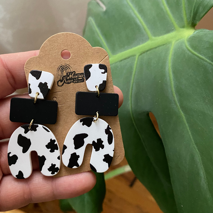 BOUCLES D'OREILLES ARGILE POLYMÈRE - LA PETITE VACHE