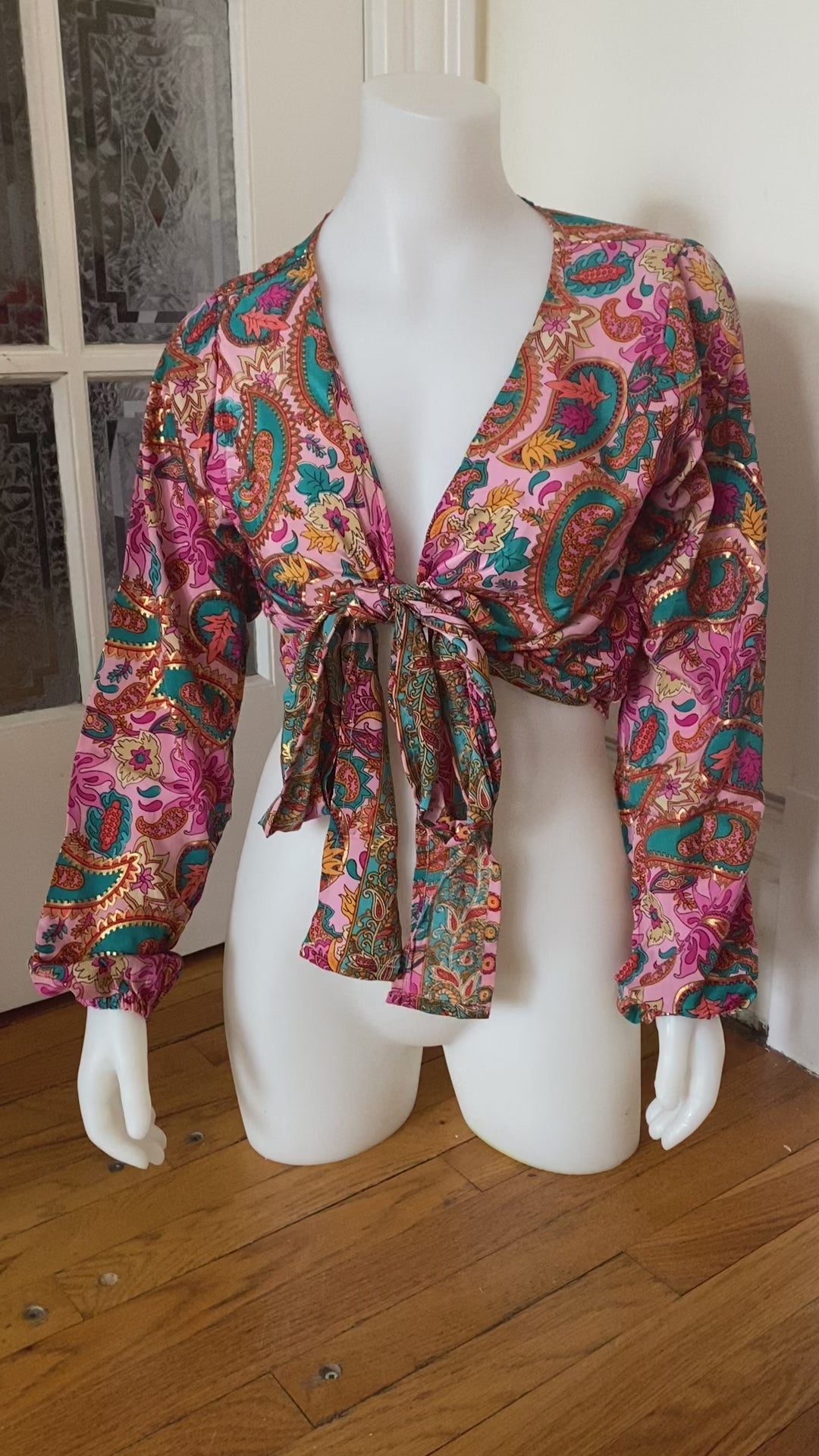 Demi Kimono 70% VRAIE SOIE ROSE+OR *(Manche standard)