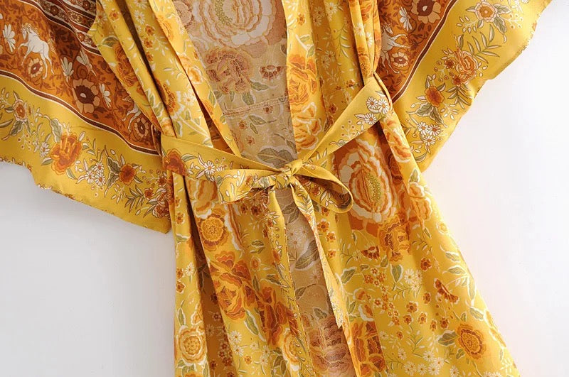Kimono LONG jaune * EN STOCK